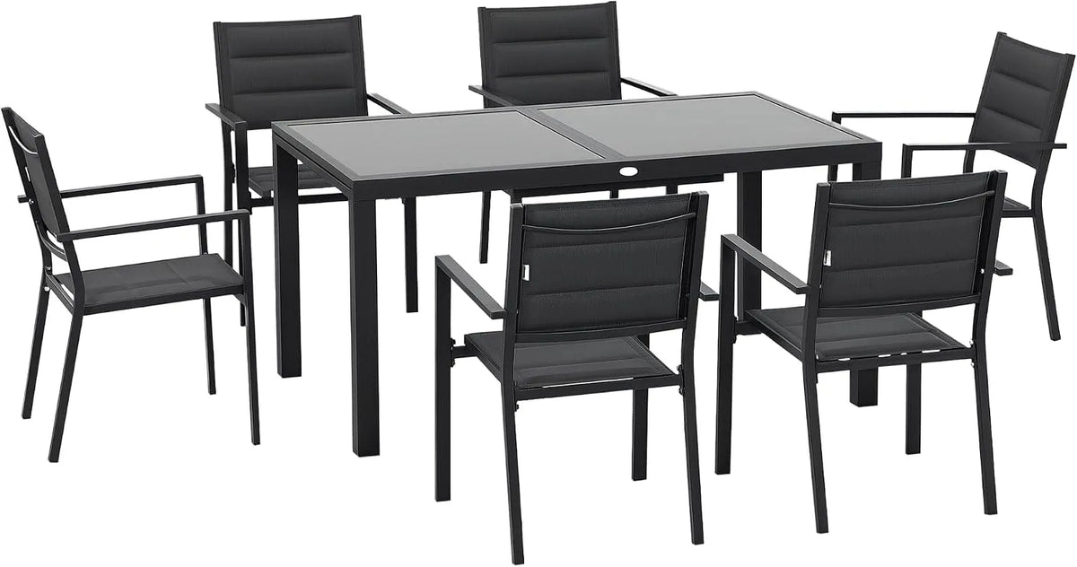 Outsunny Salon de jardin et ensemble lounge – en aluminium, 210L, 90l, gris, extensible