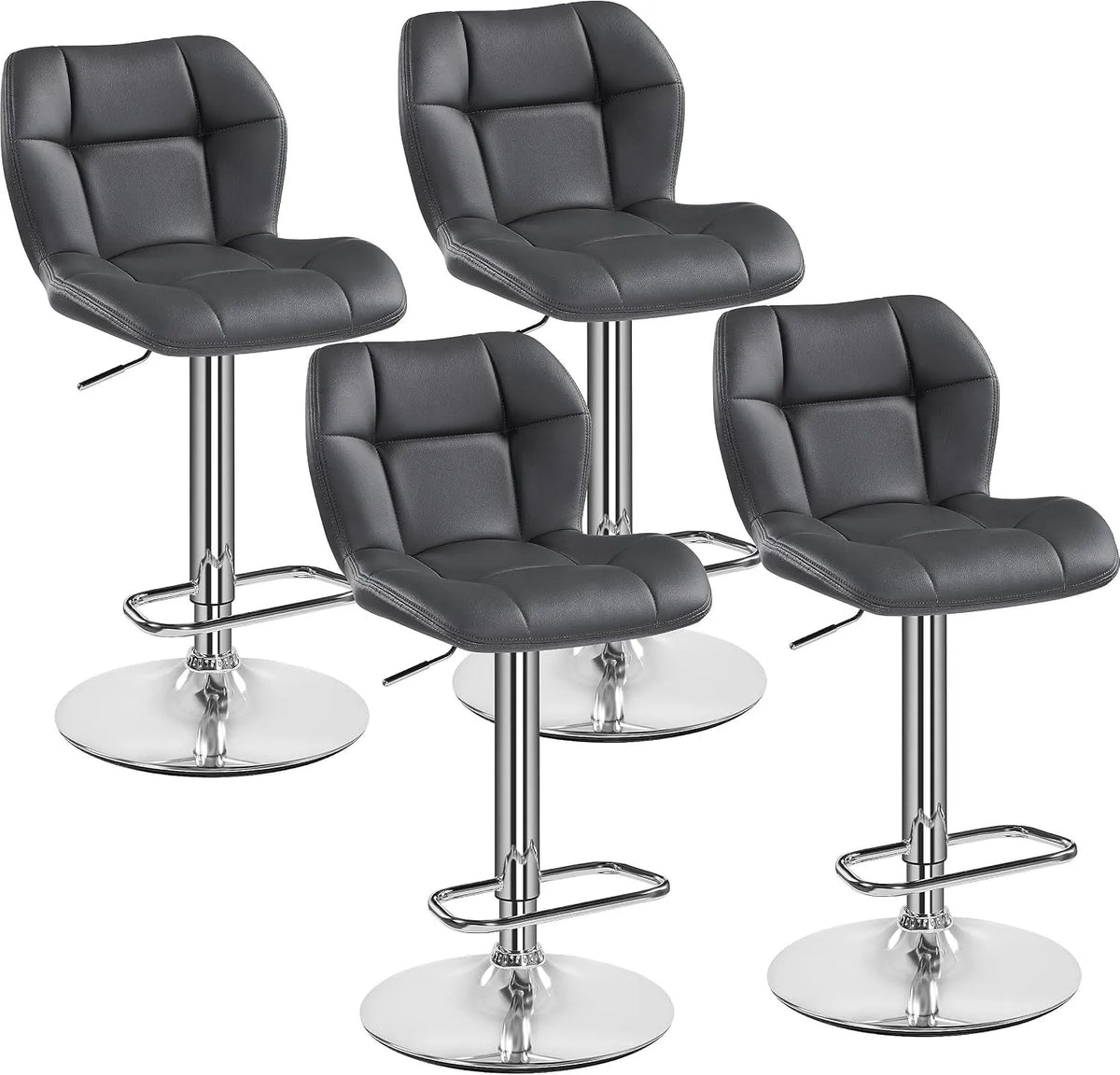 Chaise – en métal, en cuir PU, réglable, Lot de 4, 44 × 50, 5 × 89 cm, 136 kg, gris