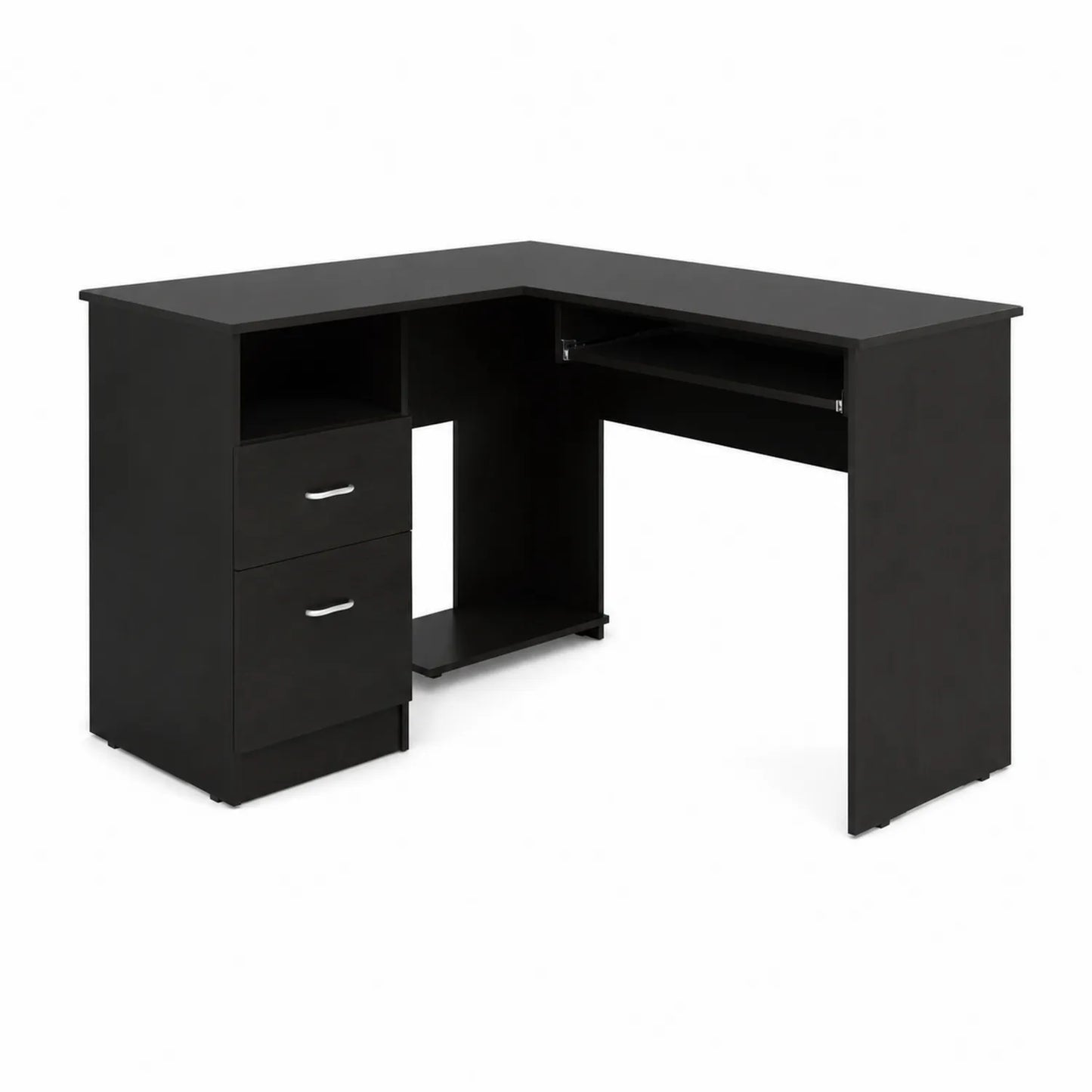 Bureau d'angle en bois composite noir 150x120x76 cm