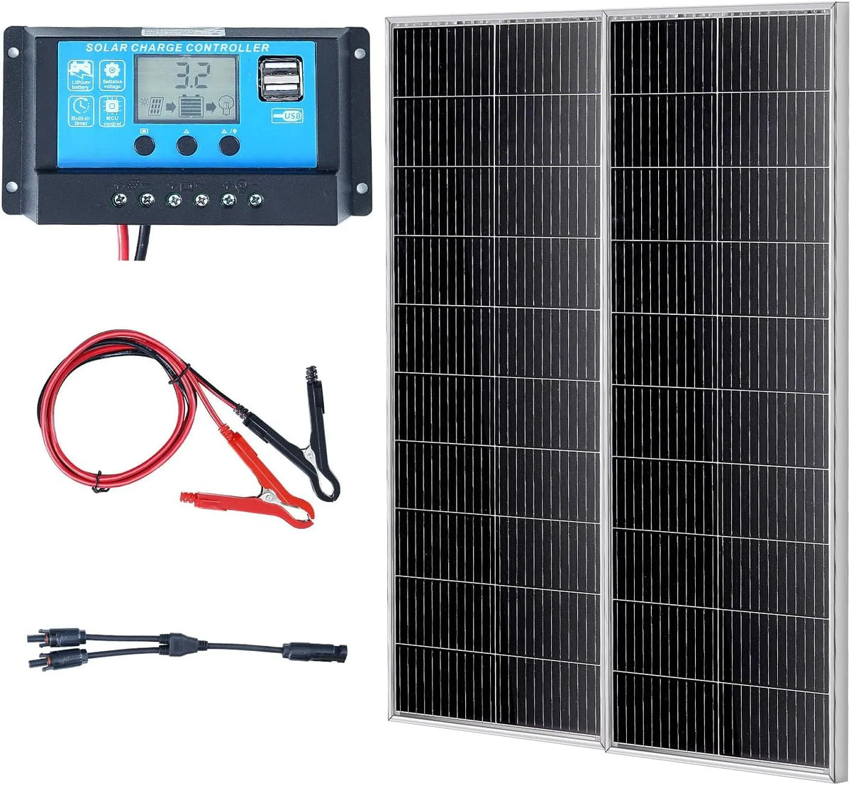 VEVOR Panneau solaire et module photovoltaïque, monocristallin, 200 W, IP68, pour camping et camping-car