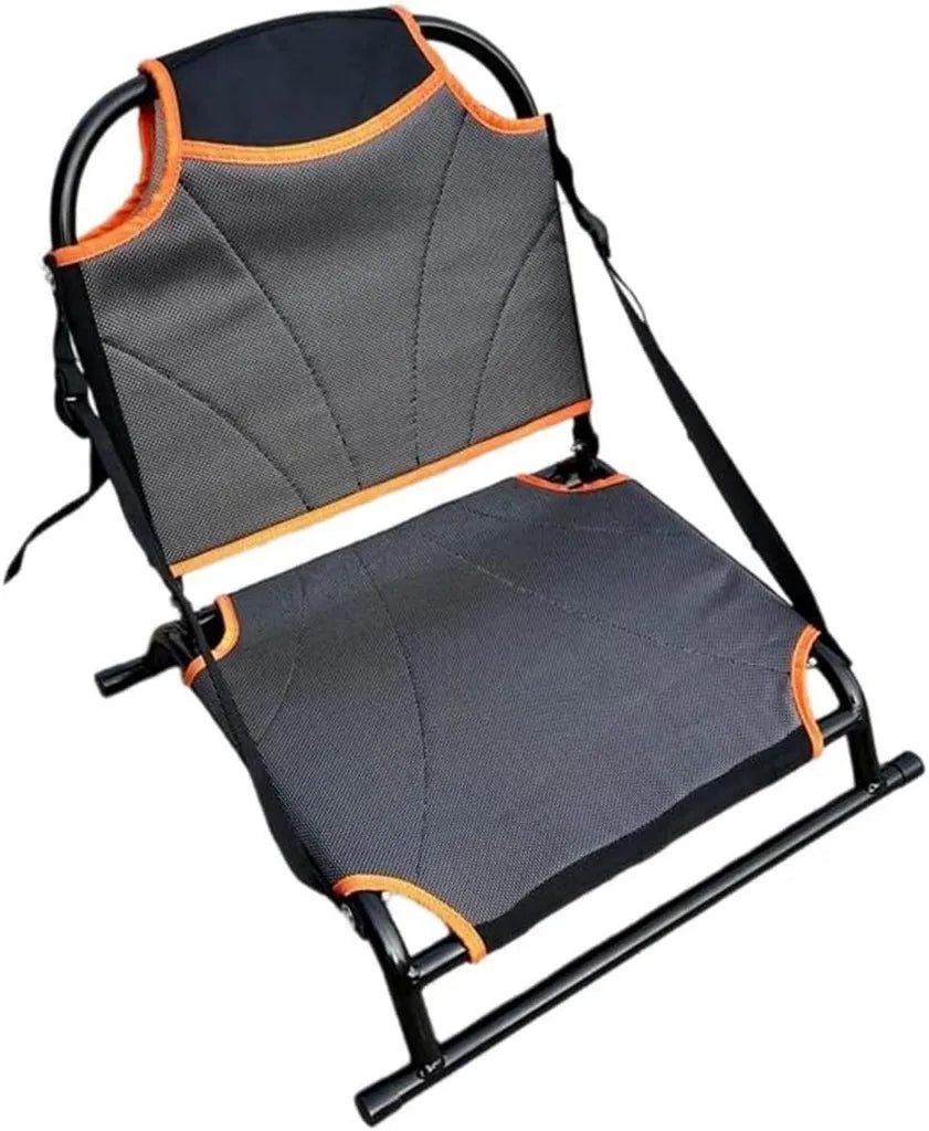 Chaise Pliante Portable avec Dossier Réglable, Cadre Léger en Aluminium et Tissu Séchant Rapide pour Canoë, Bateau, Plage et Camping - Orange/Noir