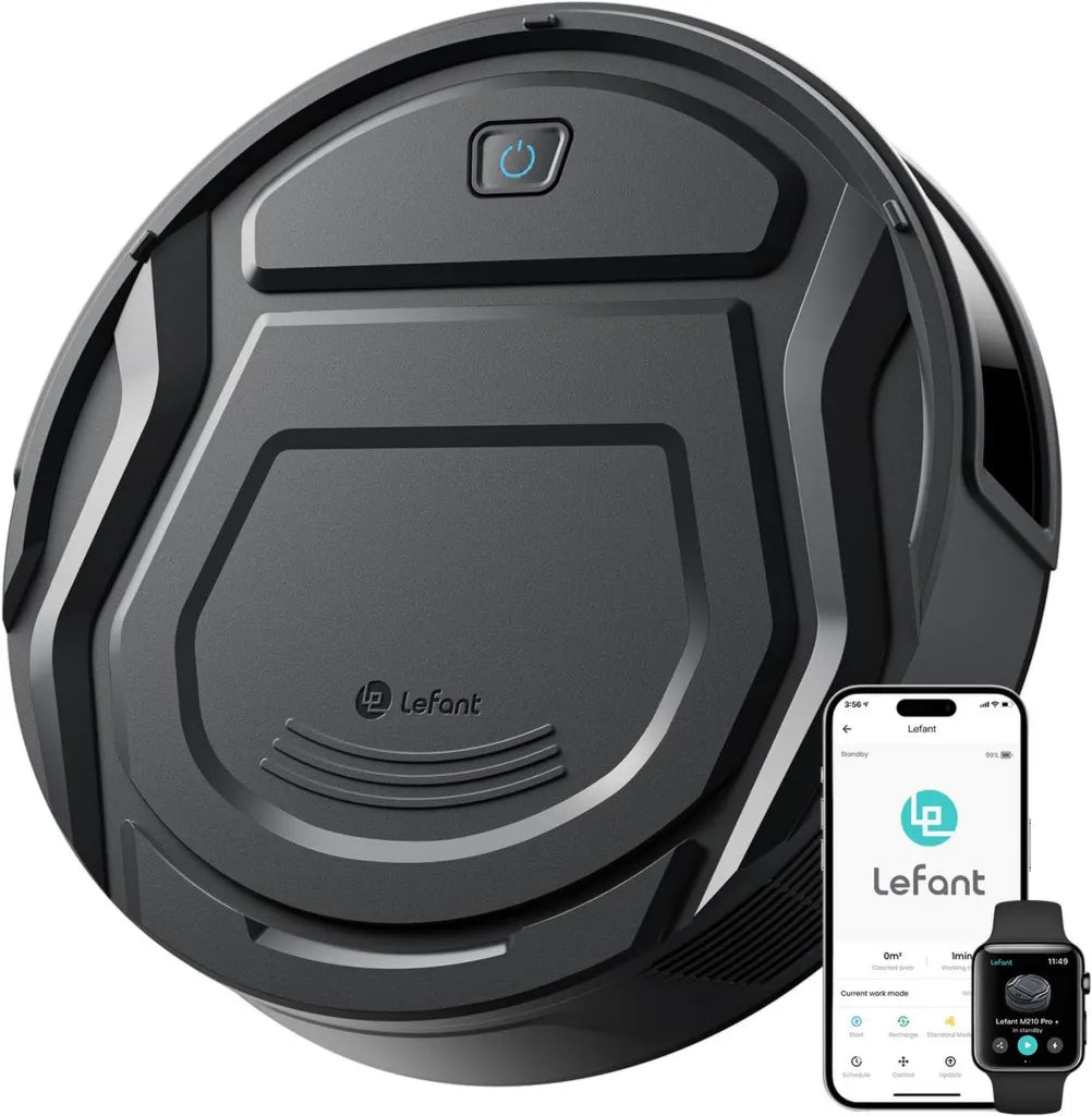 Aspirateur Robot Lefant M210 Pro+, 4000Pa, 200min, Connectivité WiFi, Commande par App et Alexa, Évitement d'Obstacles, Ultra-mince et Silencieux, Parfait pour Sols Durs et Poils d'Animaux