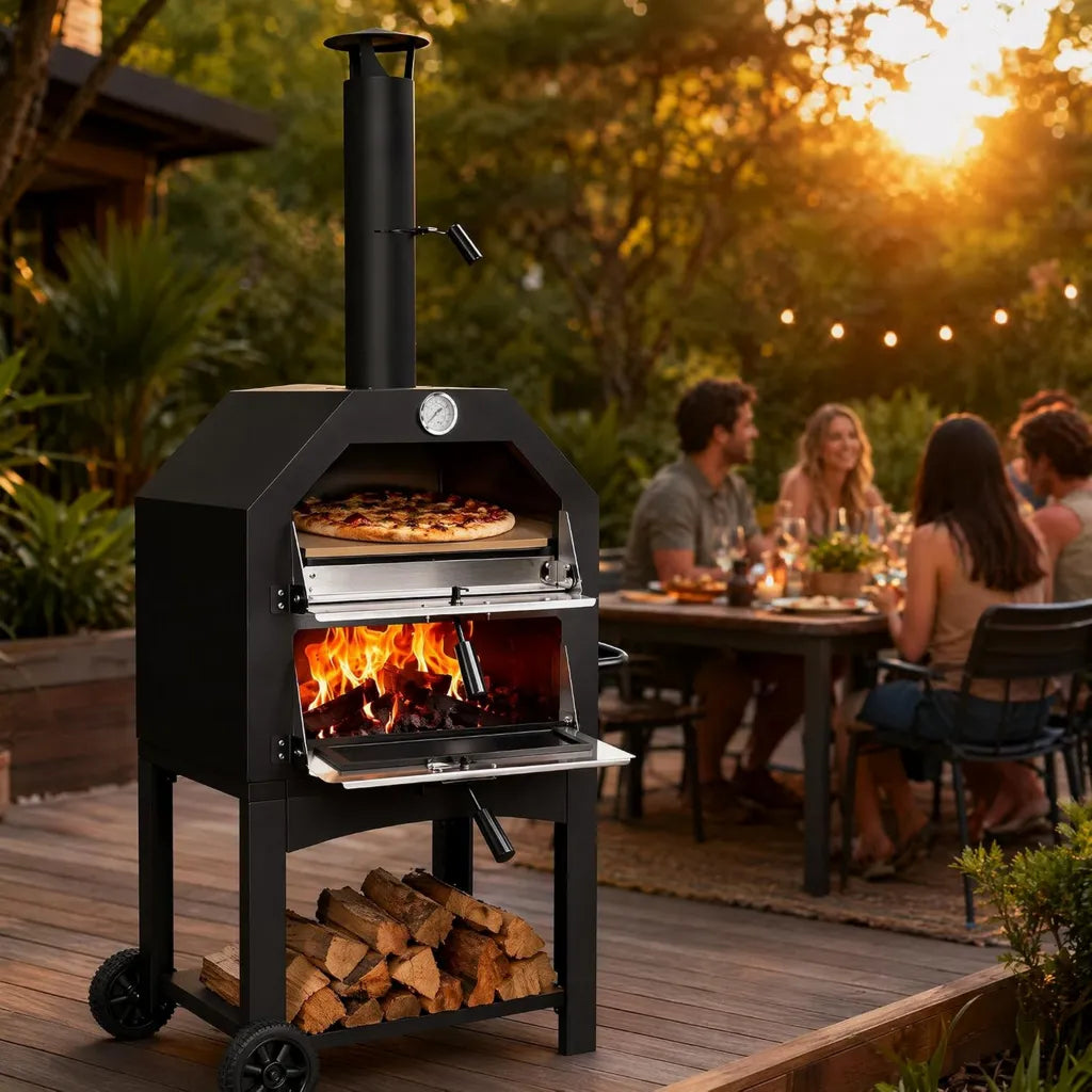 Four à pizza portable au feu de bois pour extérieur avec accessoires complets