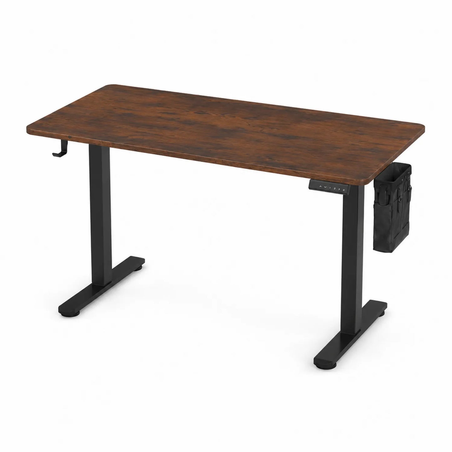 Bureau réglable en hauteur en bois et métal marron/noir 140x60x70-120cm