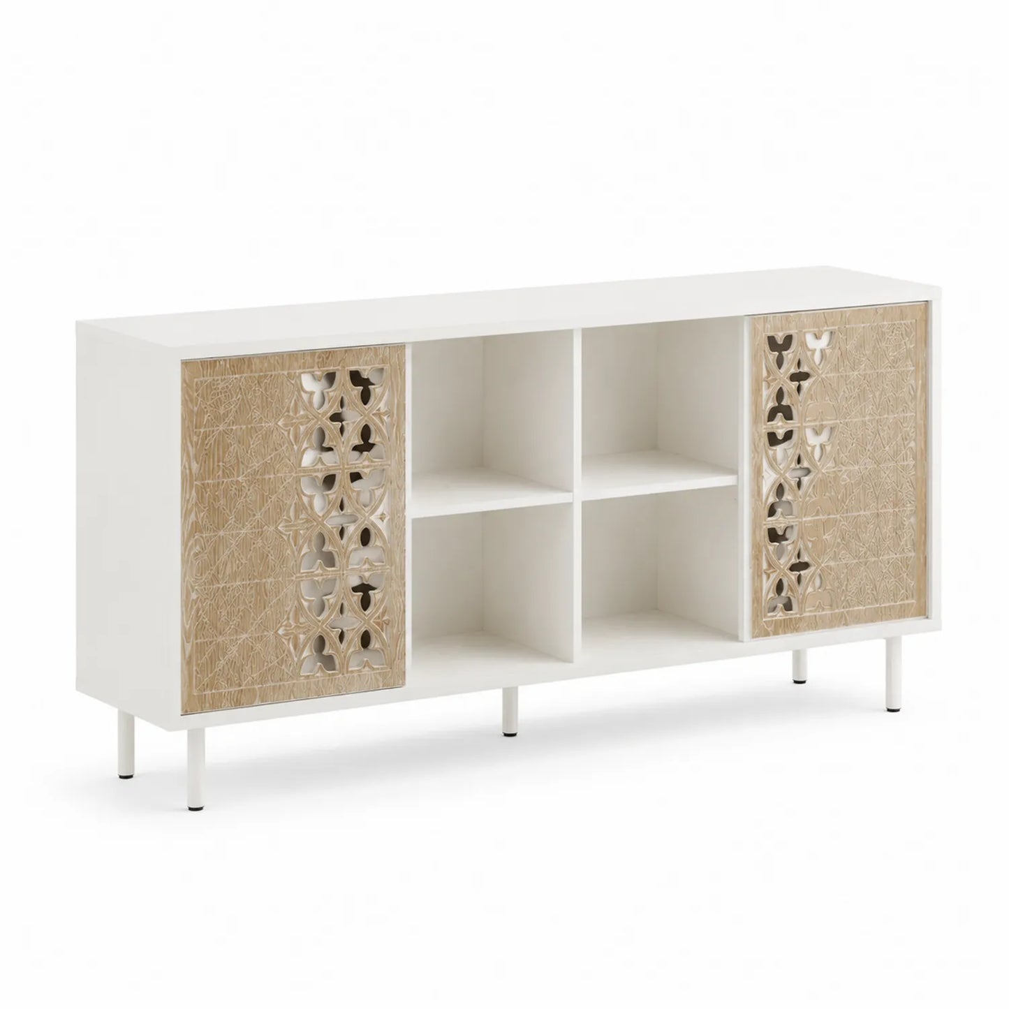 Buffet de cuisine en bois avec portes sculptées 80x160x40 cm