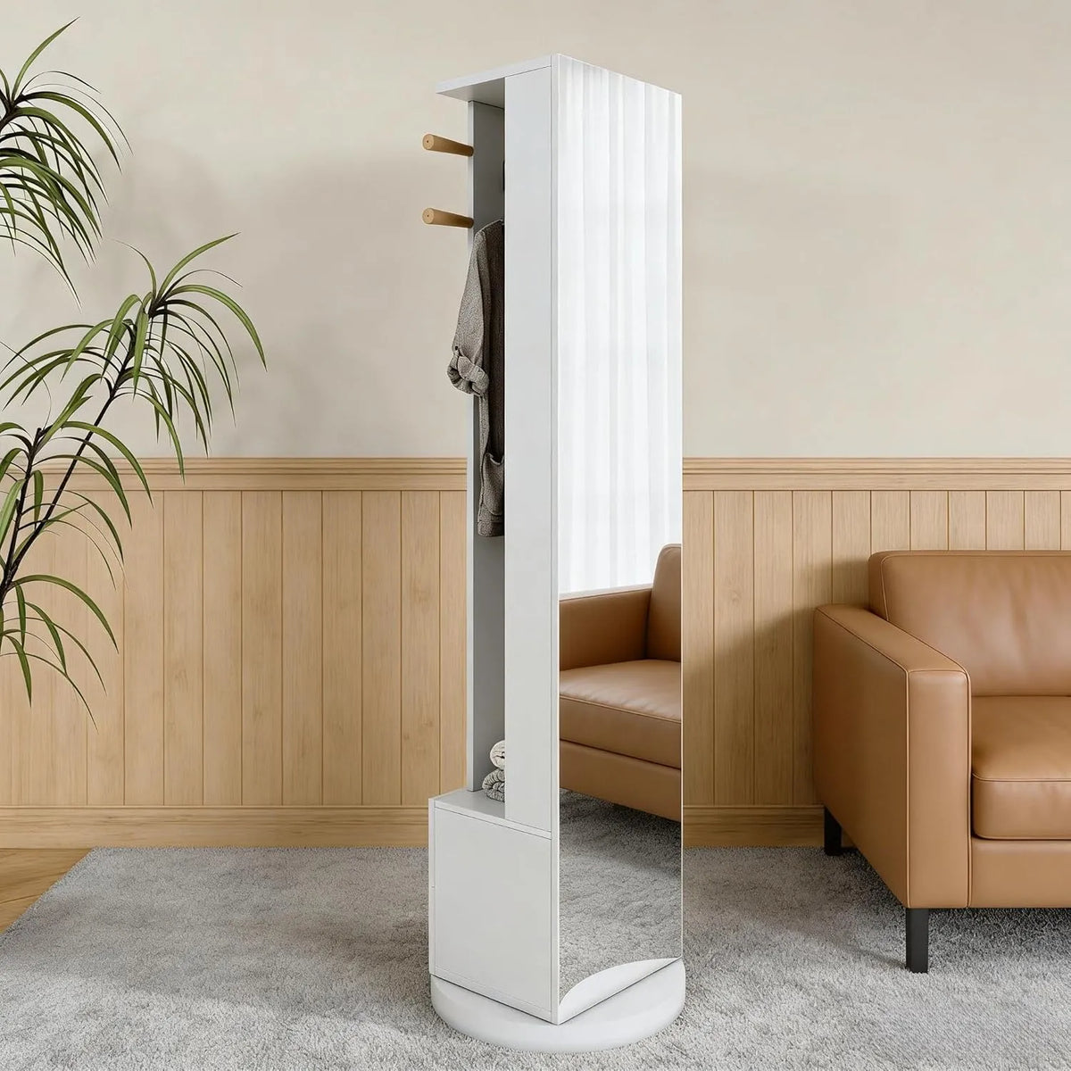 Armoire de rangement – sur pied, avec tiroirs, pivotant, affichage LED, 45 × 160 cm, blanc