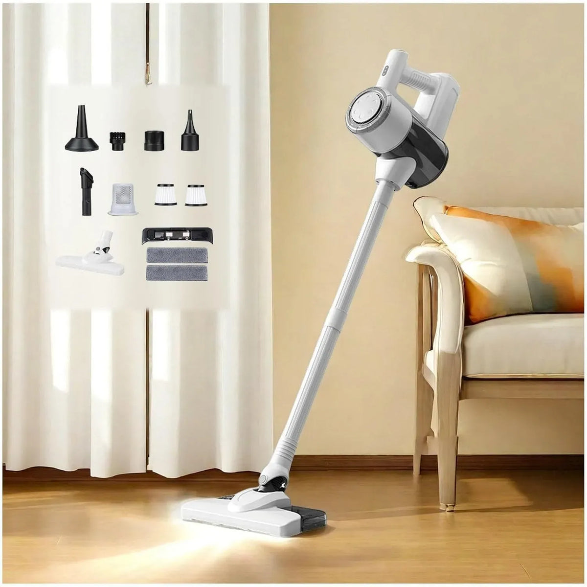 Aspirateur, vapeur, blanc, appareil électrique d'aspiration, Balai Aspirateur Laveur 5 en 1 Compact