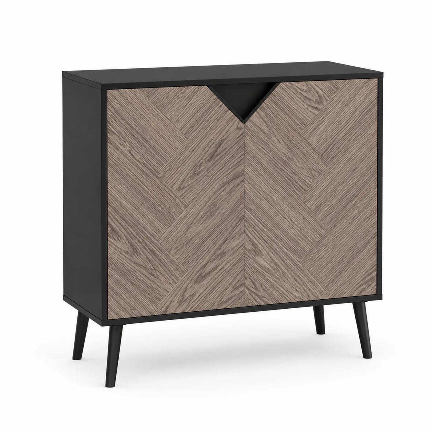 Buffet en Bois de Chêne et Métal Noir 80x40x100 cm