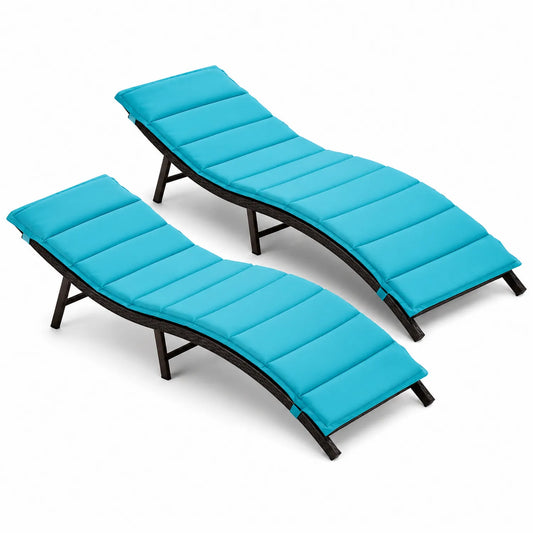 Chaises Longues de Jardin en Métal et Polyester Bleu (Lot de 2)