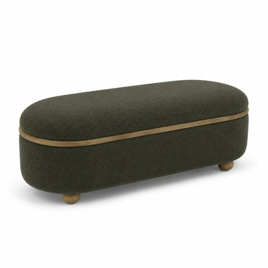 Banc en Bois et Tissu Vert 145cm