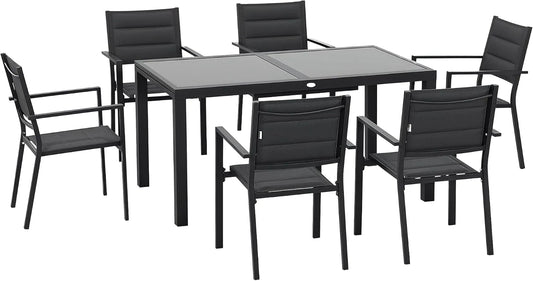 Outsunny Salon de jardin et ensemble lounge – en aluminium, 210L, 90l, gris, extensible