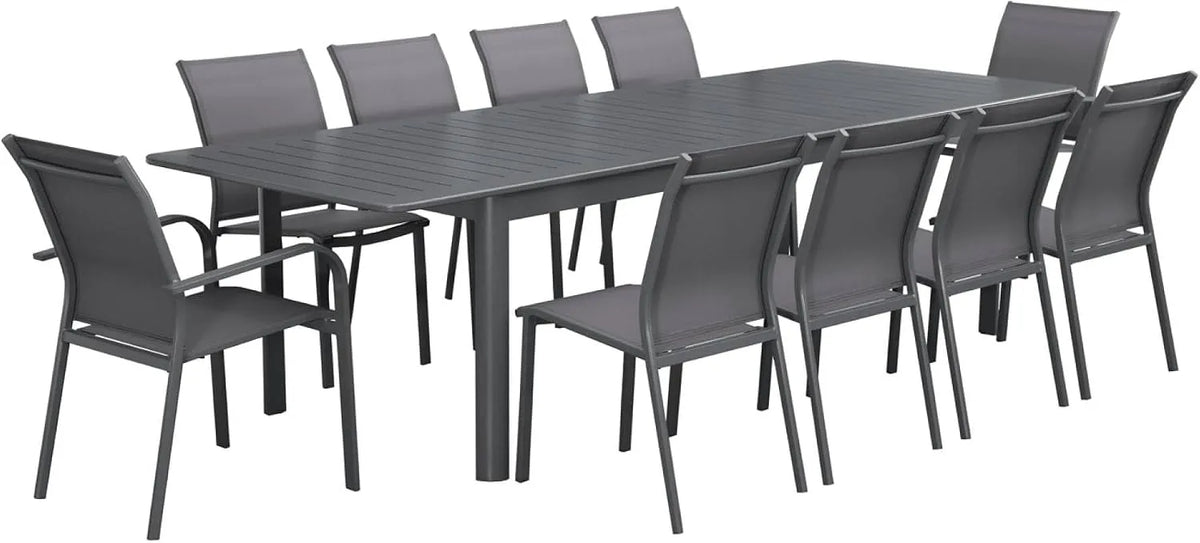 Chaise: en aluminium, 10 Places, 290 × 100 × 75 cm, anthracite, extensible