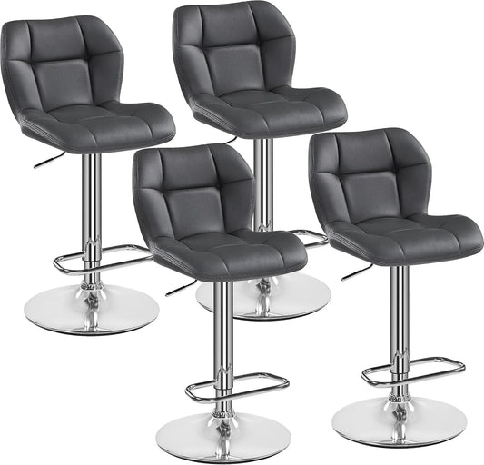 Chaise – en métal, en cuir PU, réglable, Lot de 4, 44 × 50, 5 × 89 cm, 136 kg, gris