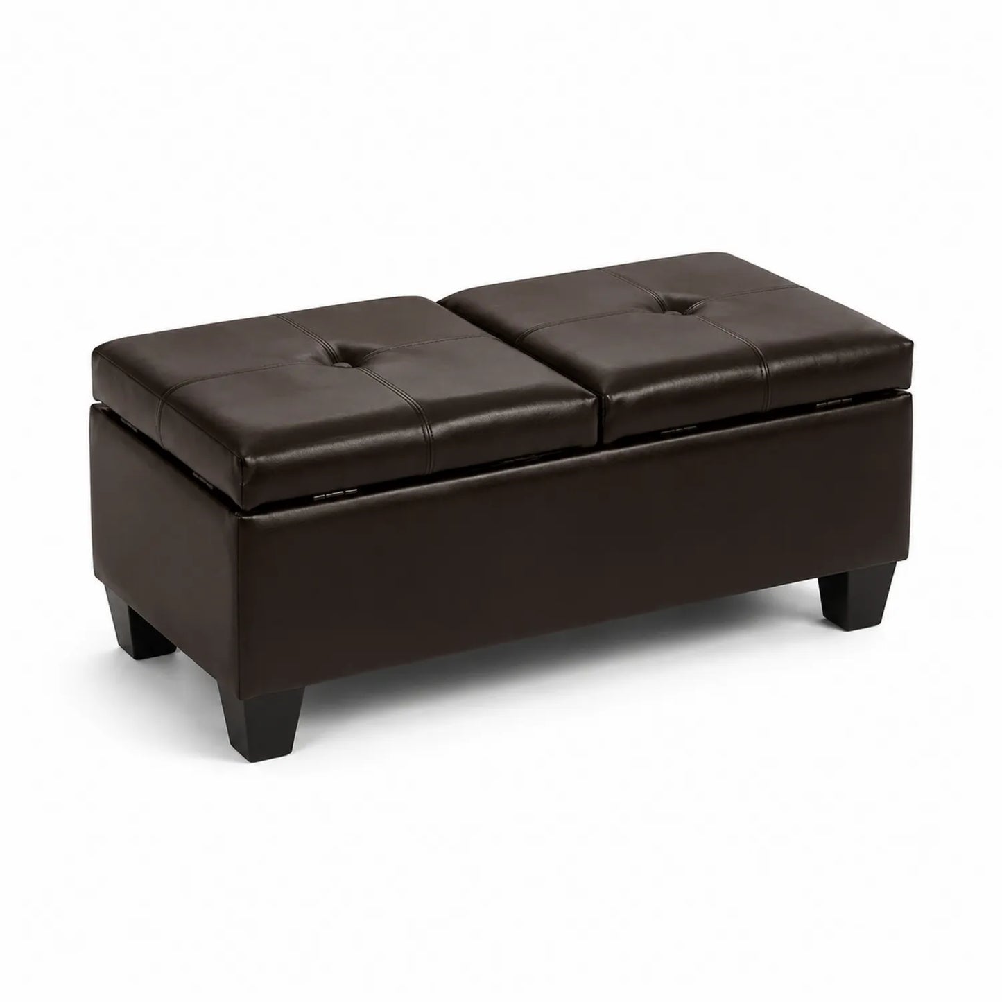 Banc de rangement en cuir synthétique marron 102 cm