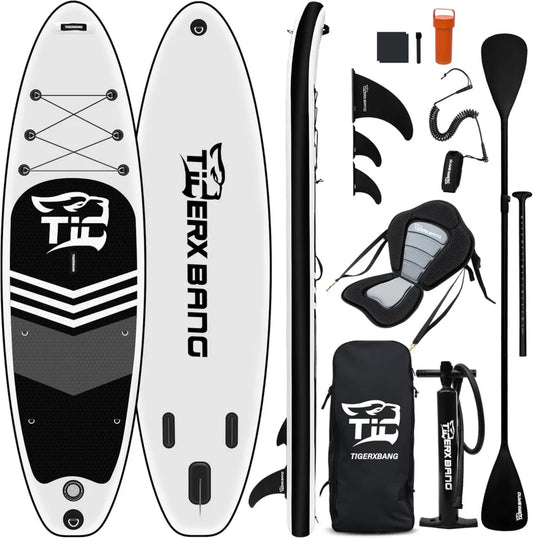 Planche à Pagaie Gonflable TIGERXBANG avec Siège de Kayak et Accessoires, 320 x 82 x 15 cm