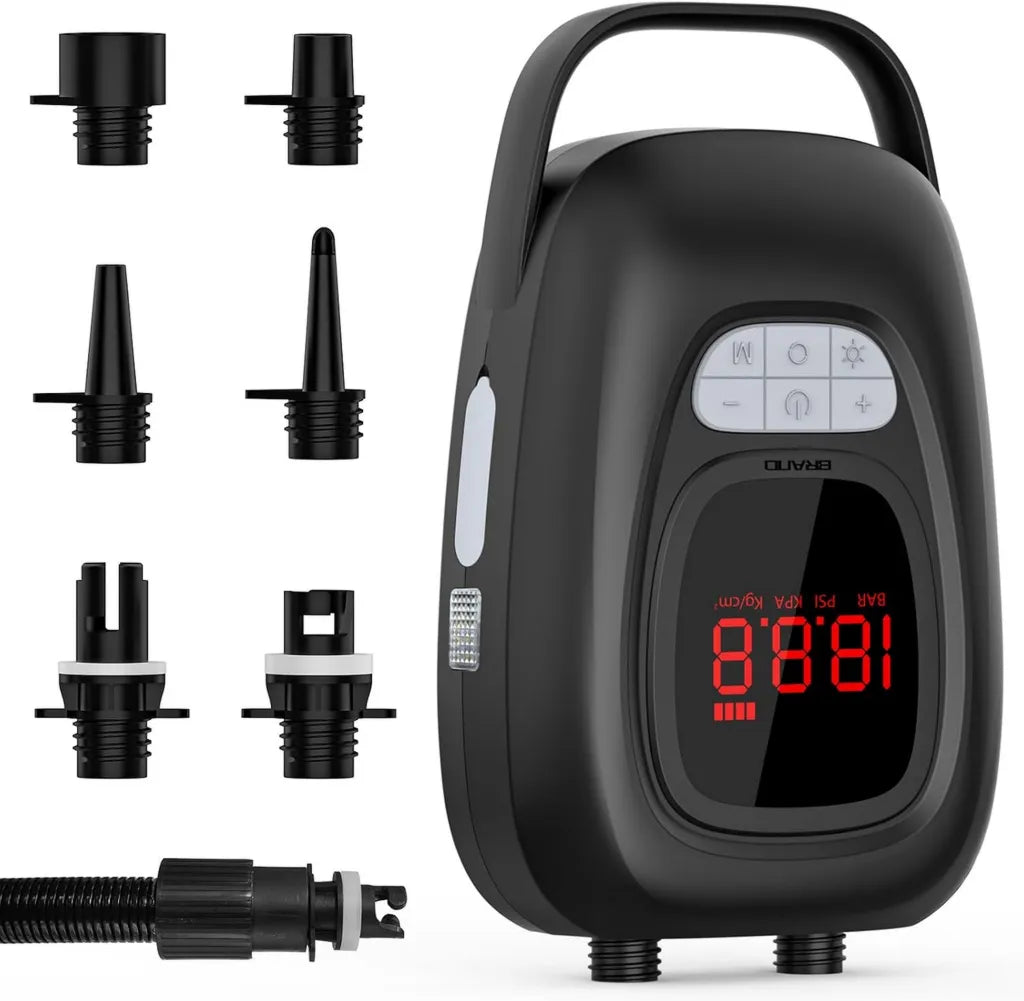 Pompe Électrique Rechargeable 20PSI, Gonfleur Portable avec Batterie 15600mAh, Double Action Gonflage/Dégonflage, Arrêt Automatique pour Paddle, Kayak, Bateau et Tente