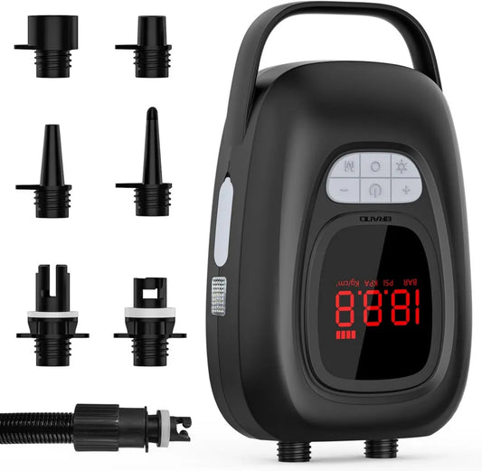 Pompe Électrique Rechargeable 20PSI, Gonfleur Portable avec Batterie 15600mAh, Double Action Gonflage/Dégonflage, Arrêt Automatique pour Paddle, Kayak, Bateau et Tente