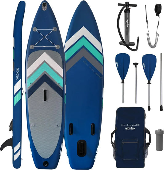Planche de Paddle Gonflable ALPIDEX 305x76x15 cm avec Sac à Dos, Pagaie et Pompe
