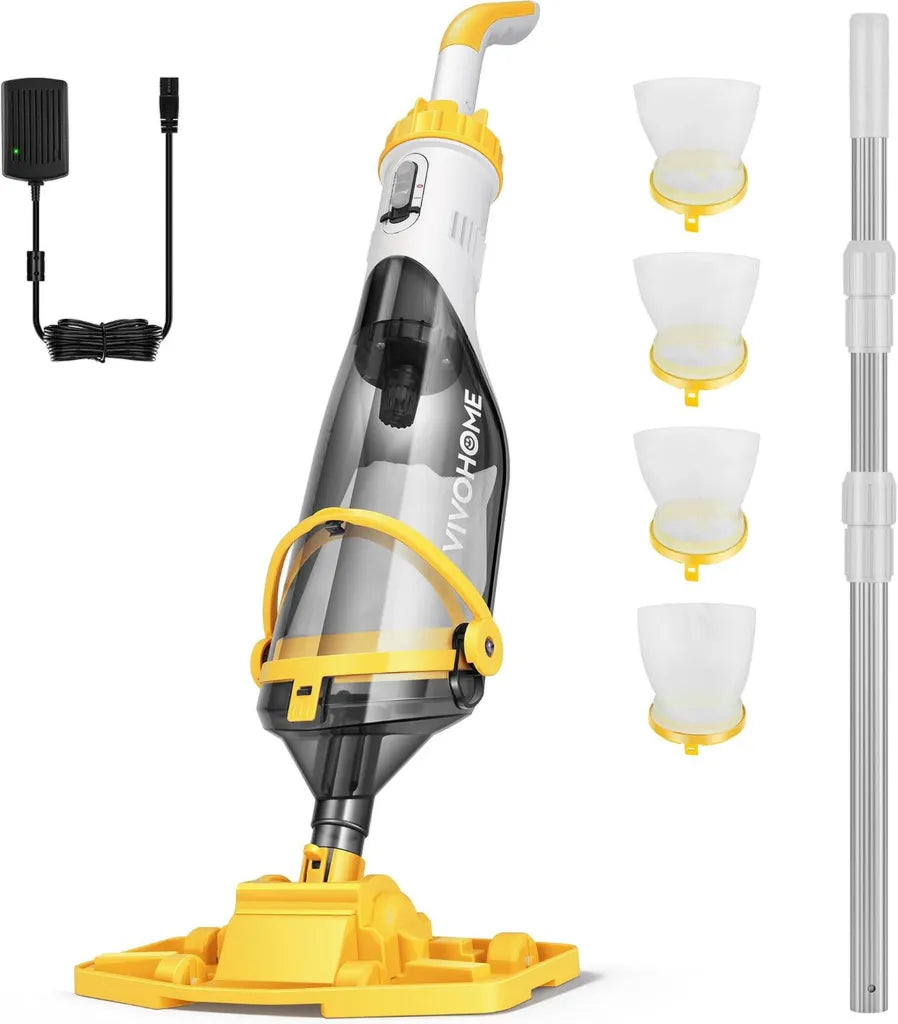 Aspirateur de Piscine VIVOHOME Sans Fil avec Batterie Rechargeable et Perche 213cm, Nettoyeur Portable pour Piscines et Spas