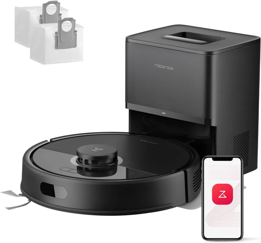 Roborock Q7 L5+ Robot Aspirateur avec Station d'Auto-Vidange, Aspiration 8000 Pa, Navigation LiDAR, Anti-Emmêlement, Pour Animaux et Tapis