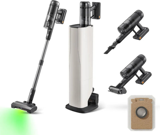 Aspirateur Balai sans Fil Roborock H60 Hub Ultra avec Station Auto-Vide, 210AW, Autonomie 90 Min, Brosse Anti-Enmêlement, Éclairage LED 140°, Accessoires Multi-Surfaces