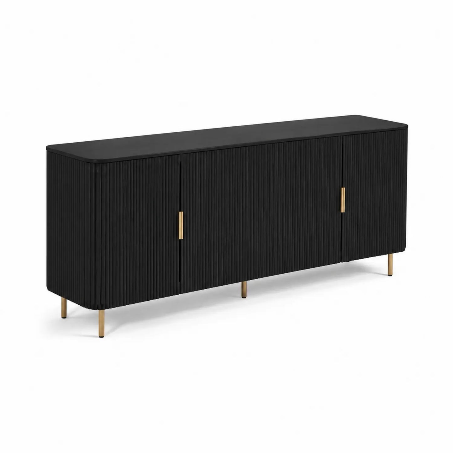 Buffet en bois noir avec pieds en métal doré