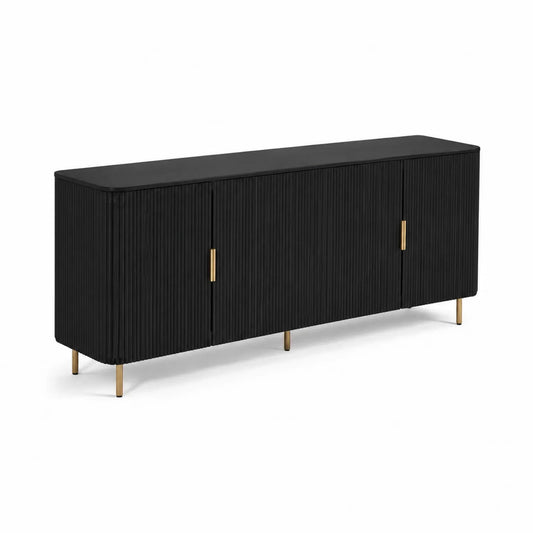 Buffet en bois noir avec pieds en métal doré