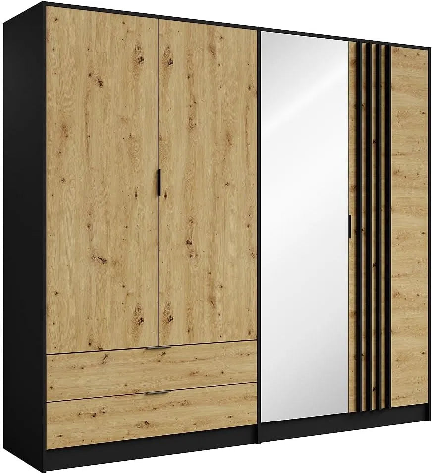 Armoire de rangement: TUNALO, avec tiroirs, 4 Portes, 2 tiroirs, noir