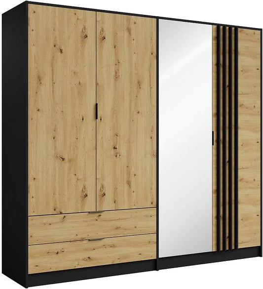 Armoire de rangement: TUNALO, avec tiroirs, 4 Portes, 2 tiroirs, noir