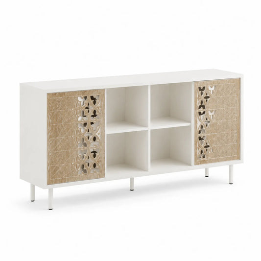 Buffet de cuisine en bois avec portes sculptées 80x160x40 cm