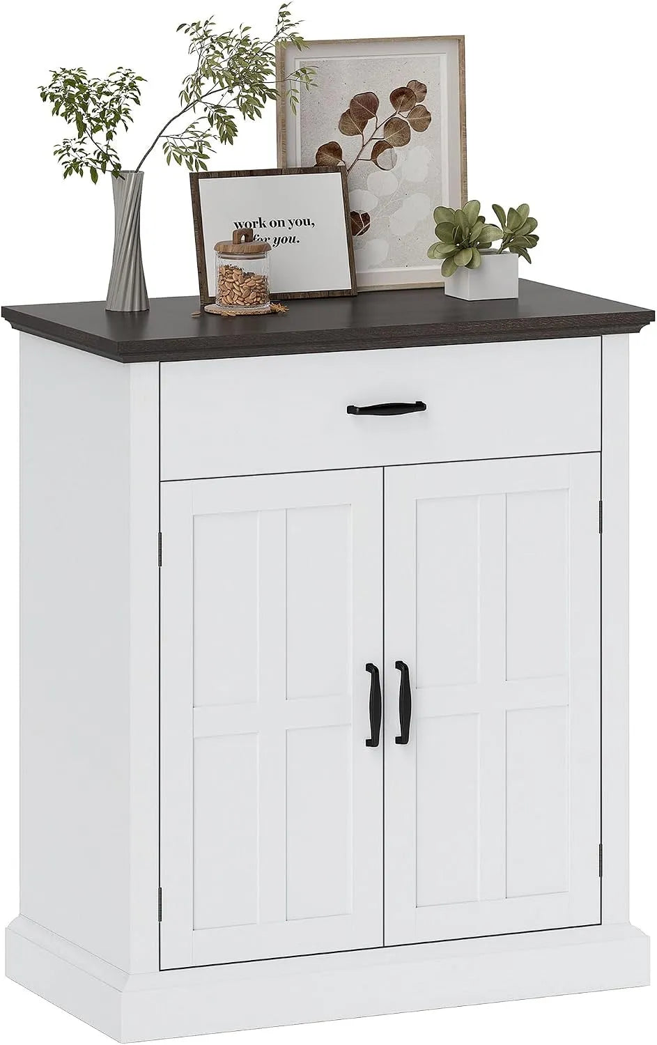 HOMCOM Buffet et meuble de rangement — avec tiroirs, réglable, 2 Portes, 75, 2 × 40 × 91, 5 cm, blanc
