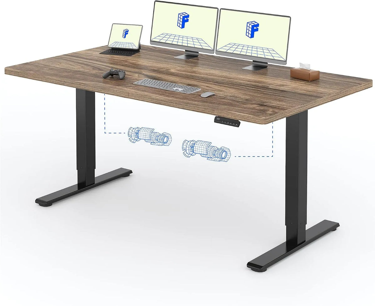 Bureau et table informatique – réglable, 180 × 80, 100kg, noir, hauteur réglable