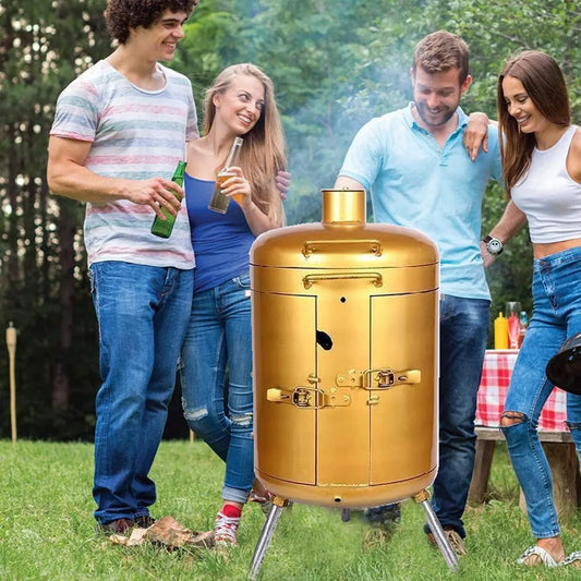 Barbecue de Luxe au Charbon avec Fumoir - Sécurité Certifiée pour Cuisiner en Plein Air