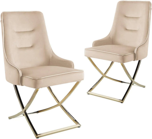 Chaise – en métal, Lot de 2, revêtement en velours