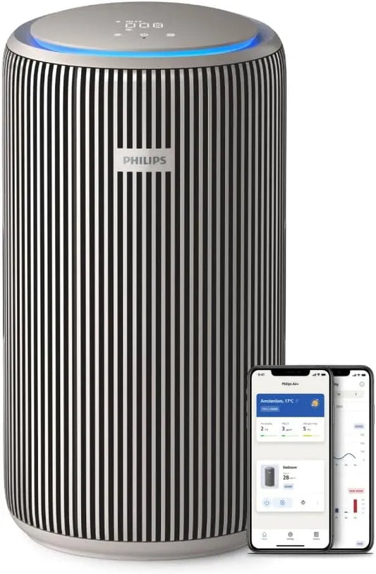 Philips CADR 500 AC3210/12 Purificateur d'air, 500 m³/h, 15 dB, dalle IPS, silencieux, gris, 50% plus silencieux*, jusqu'à 130m², App Air+