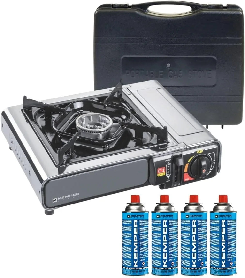 Plaque de cuisson à gaz, 2200 W, portable, extérieur, tactile, camping, acier inoxydable, table de cuisson à gaz