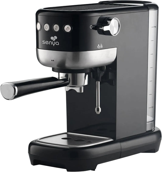 Cafetière électrique, 1300 W, Senya Machine à café Tasty Coffee 20 bars, cafetière expresso et cappuccino 1300W, Thermoblock, mousseur de lait