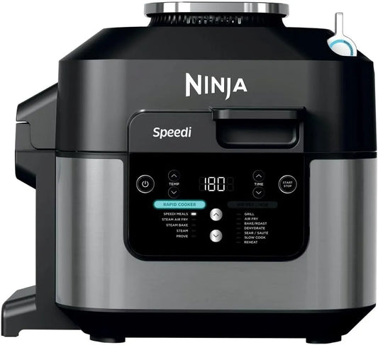 Ninja 10-en-1 ON500EU Four électrique, 7 L, gril, vapeur, noir, Speedi Autocuiseur rapide, Repas pour 4 en 15 minutes, 7L ON500EU, Air Fryer, Friteuse