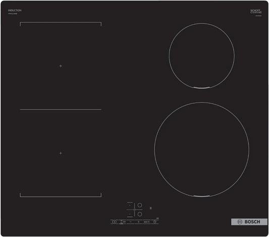 Bosch PWP611BB5B Plaque à induction, 60 cm, table de cuisson à induction, Boost, tactile, minuteur, noir, Bosch Série 4 PWP611BB5B Plaque de cuisson à