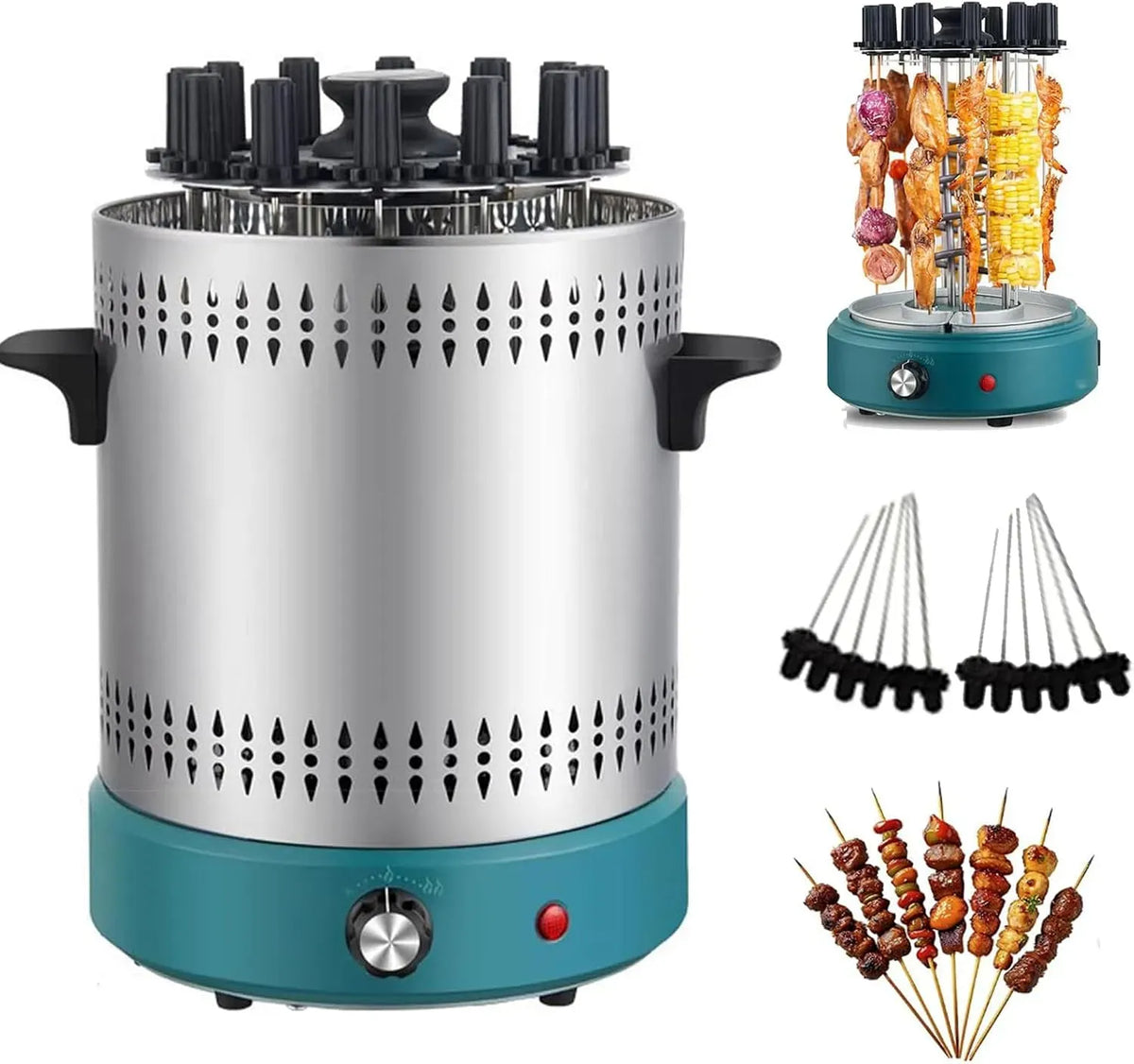 Grill, silencieux, silencieuse, Grill à brochettes électrique Rotatif Vertical