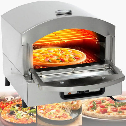 Four électrique à pizza, 2000 W, professionnel, restaurant, Temps et température réglables jusqu'à 350 °C, Machine à Pizza d'intérieur Polyvalente