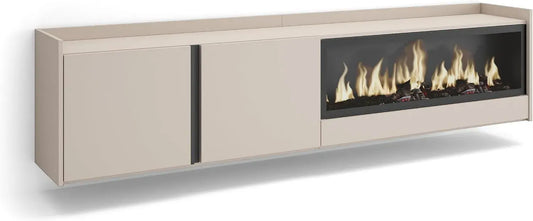 Meuble TV, 80 pouces, 212x50x35 cm, pour écrans jusqu'à 80', Cheminée électrique XXL