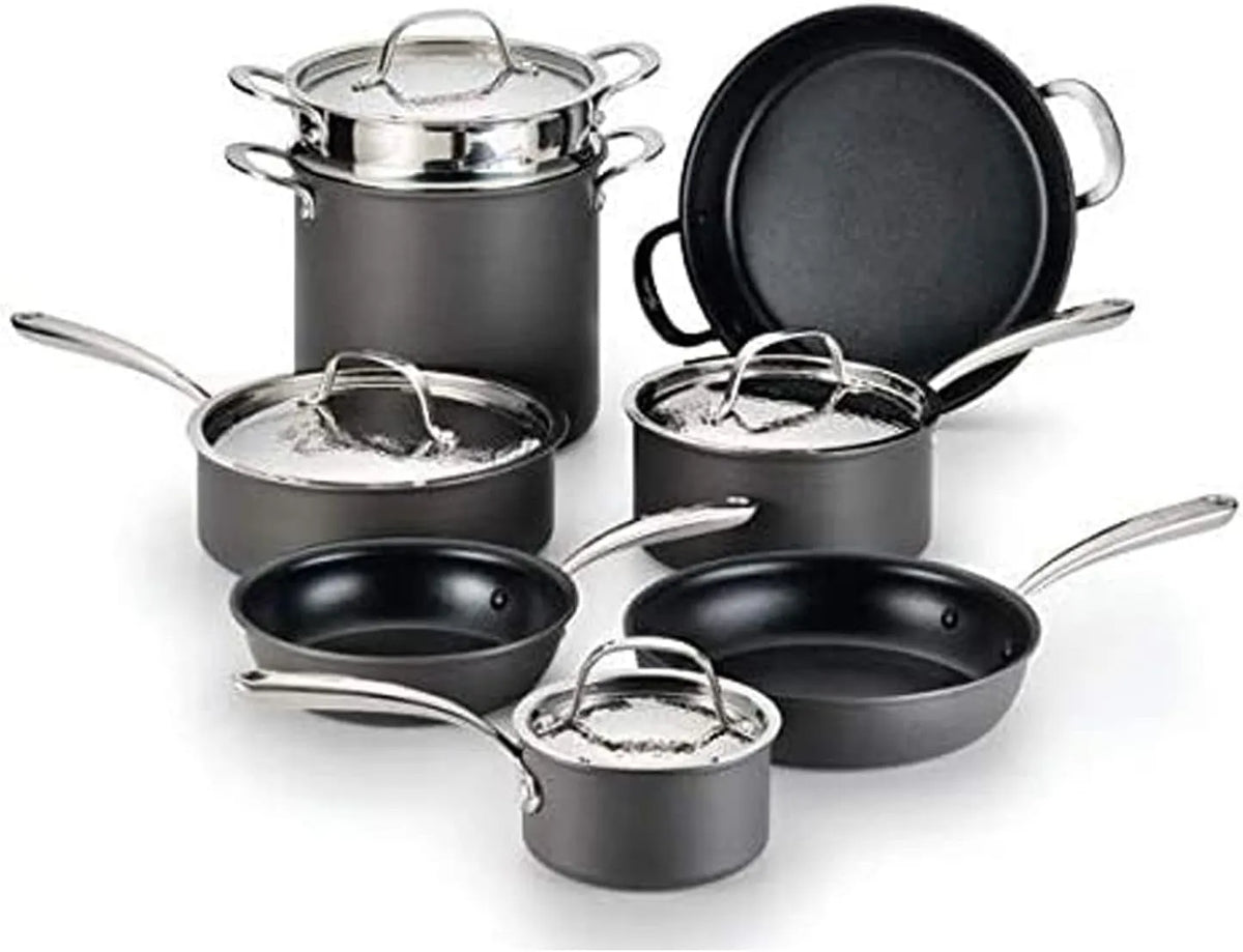 H904SC64 Batterie, batterie de casseroles et poêles, acier inoxydable, gris, aluminium, cuisine anodisée dure antiadhésive avec, Lagostina