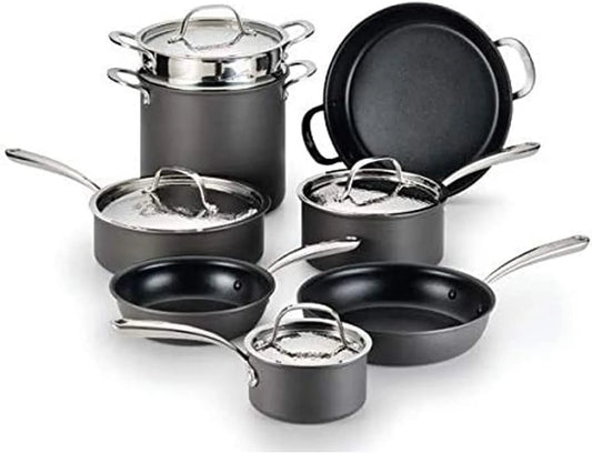 H904SC64 Batterie, batterie de casseroles et poêles, acier inoxydable, gris, aluminium, cuisine anodisée dure antiadhésive avec, Lagostina