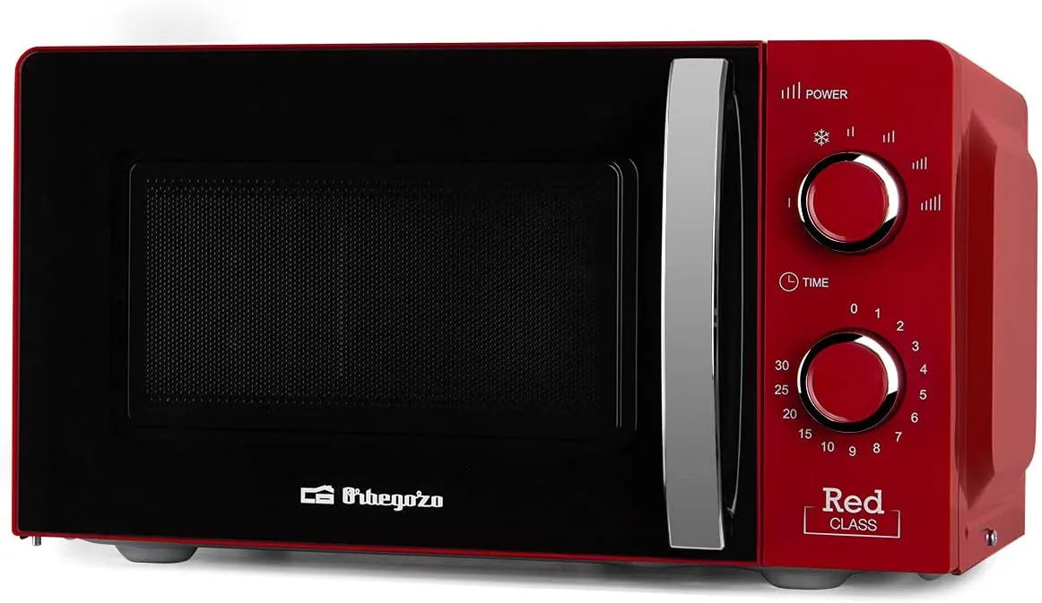 Micro-ondes, 20 L, 700 W, minuteur, décongélation, rouge, Orbegozo MI 2121, 6 niveaux de puissance