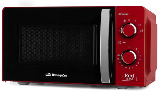 Micro-ondes, 20 L, 700 W, minuteur, décongélation, rouge, Orbegozo MI 2121, 6 niveaux de puissance
