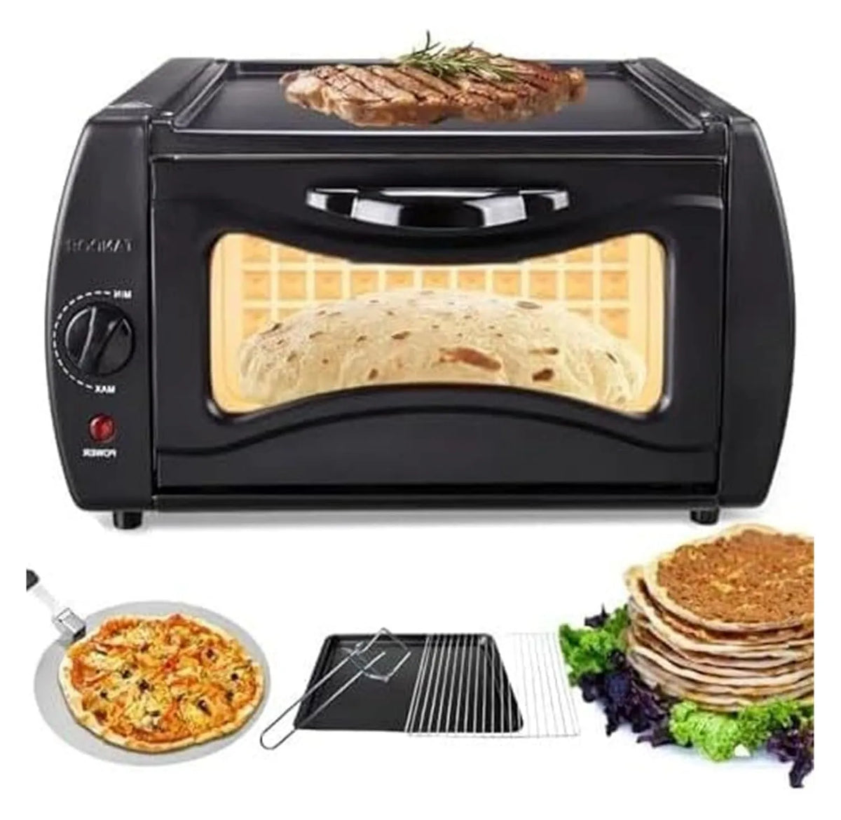 Four électrique à pizza, Four de comptoir électrique et machine à pizza, Four électrique polyvalent compact avec accessoires de cuisson complets