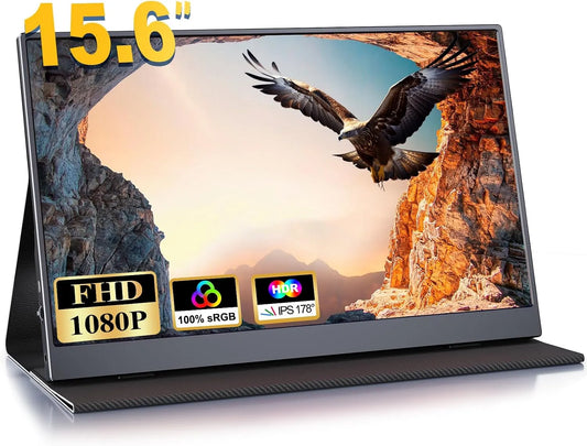 Moniteur 1080P, 15, 6 pouces, portable, Full HD, dalle IPS, HDMI, USB, écran PC, angle de vision de 178°, pour Téléphone, Laptop, PC, PS5, COOLHOOD