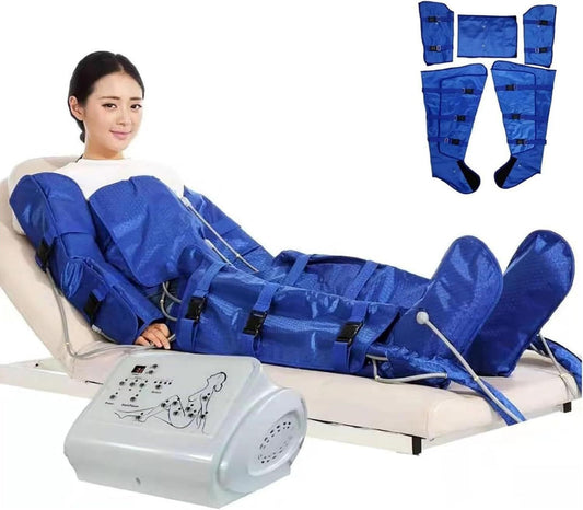 Bottes de pressothérapie - intensité réglable, massage par compression d'air, bleu