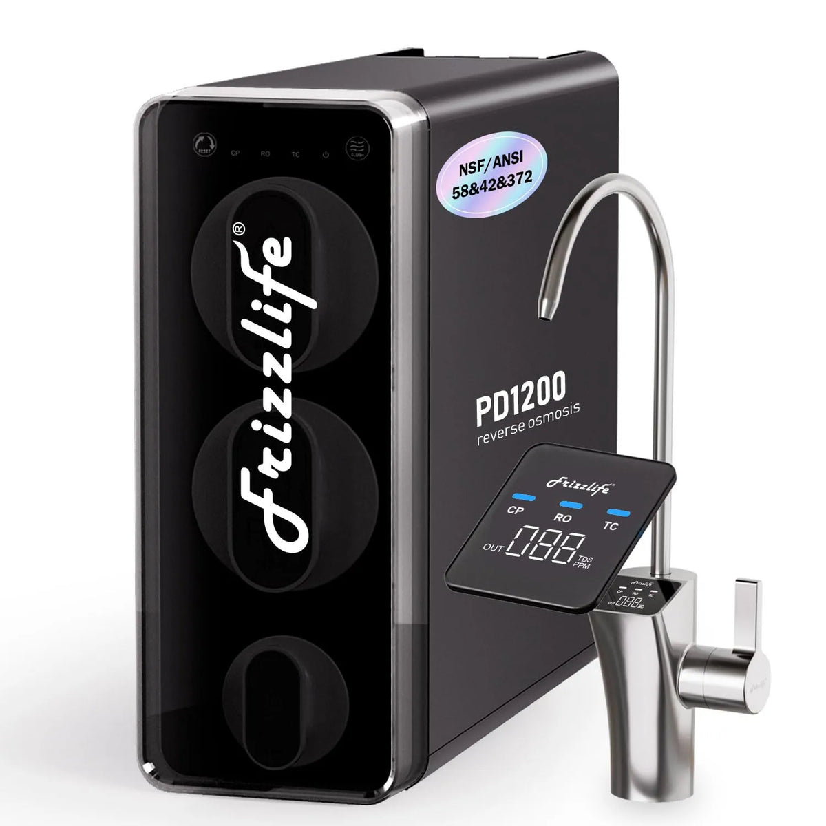 Évier de cuisine ANSI 42 1200GPD, grand réservoir, rapport pur/drainage de 3:1, système RO sans réservoir à 11 étapes, NSF/ &58&372